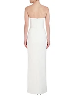 Split Strapless Crepe Gown