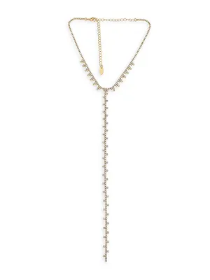 Deep Drop Crystal 18K-Gold-Plated Lariat Necklace