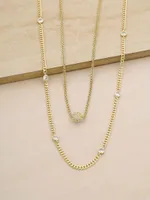 Crystal Society 18K Gold-Plated Layered Necklace