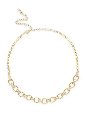Empowered Crystal & 18K Gold-Plated Chain Link Necklace