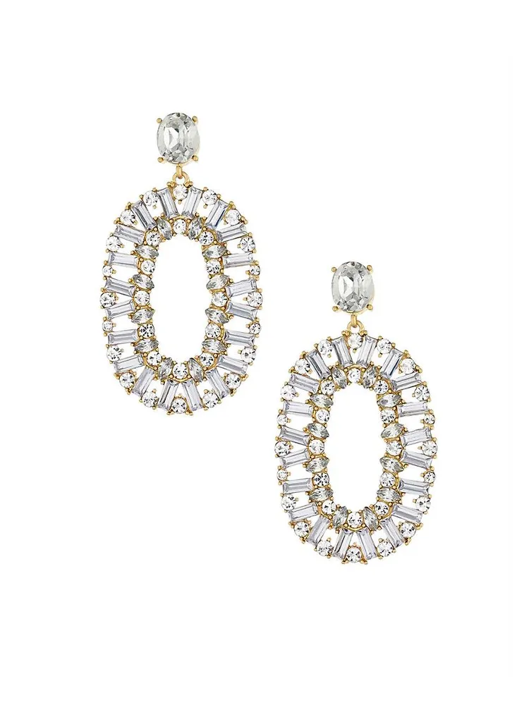 Sparkle Oval 18K Gold-Plate & Crystal Dangle Earrings