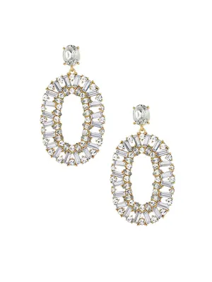 Sparkle Oval 18K Gold-Plate & Crystal Dangle Earrings