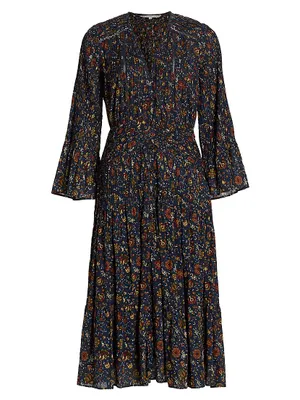 Shireen Pleated Floral Midi-Dress