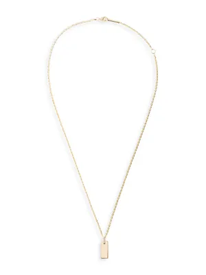 Flawless 14K Yellow Gold & 0.03 TCW Diamond Tag Pendant Necklace