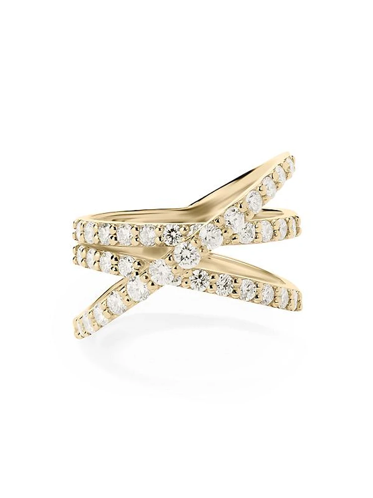 Flawless 14K Yellow Gold & 1.52 TCW Diamond Crisscross Ring