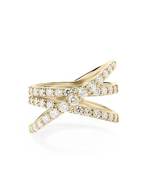 Flawless 14K Yellow Gold & 1.52 TCW Diamond Crisscross Ring