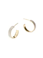 Vanity 14K Yellow Gold & 0.851 TCW Diamond Huggie Hoop Earrings
