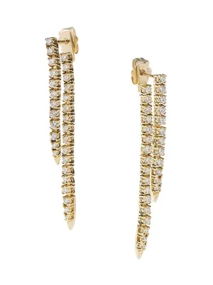 Flawless 14K Yellow Gold & 1.19 TCW Diamond Tennis Earrings