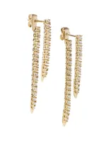 Flawless 14K Yellow Gold & 1.19 TCW Diamond Tennis Earrings