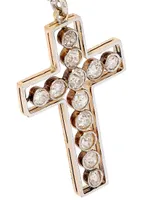18K White Gold, Platinum, & 4 TCW Diamond Cross Pendant Necklace