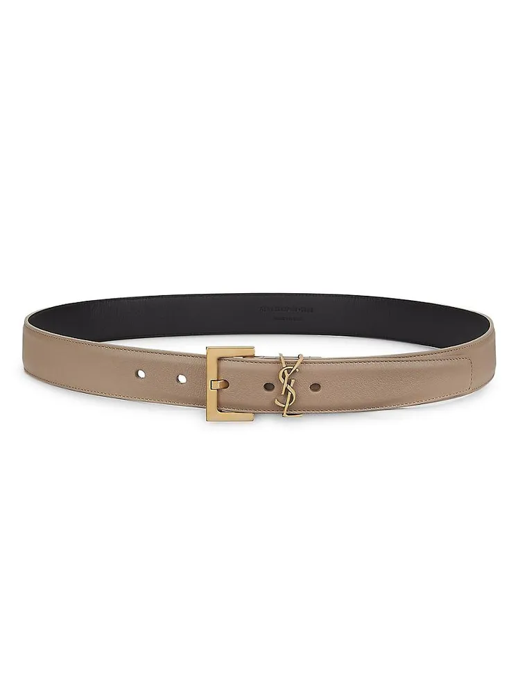 Cassandre Belt with Square Buckle Grained Leather