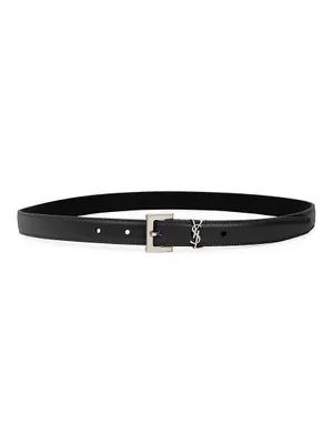 Cassandre Thin Belt with Square Buckle Lacquered Leather