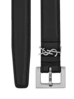 Cassandre Thin Belt with Square Buckle Lacquered Leather