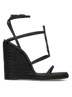 Cassandra Wedge Espadrilles Leather With Black Monogram