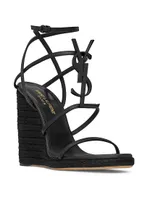 Cassandra Wedge Espadrilles Leather With Black Monogram