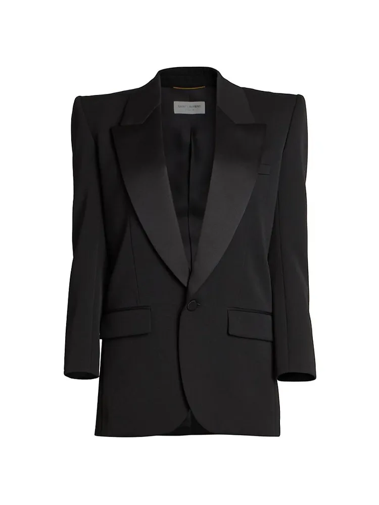 Single-breasted Tuxedo Jacket Grain De Poudre