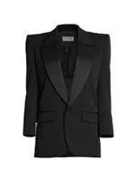 Single-breasted Tuxedo Jacket Grain De Poudre