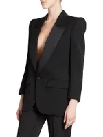 Single-breasted Tuxedo Jacket Grain De Poudre