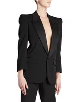 Single-breasted Tuxedo Jacket Grain De Poudre