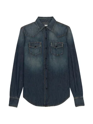 Western Shirt Deep Vintage Blue Denim