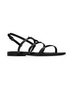 Cassandra Flat Sandals Patent Leather With Black Monogram