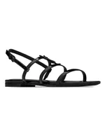 Cassandra Flat Sandals Patent Leather With Black Monogram