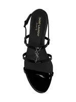 Cassandra Flat Sandals Patent Leather With Black Monogram