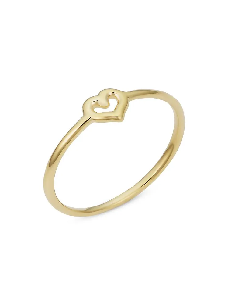 14K Yellow Solid Gold Heart of Ring