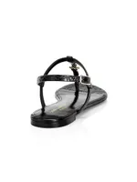 Cassandra Croc-Embossed Leather Slingback Thong Sandals