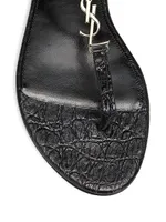 Cassandra Croc-Embossed Leather Slingback Thong Sandals