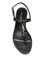 Cassandra Croc-Embossed Leather Slingback Thong Sandals