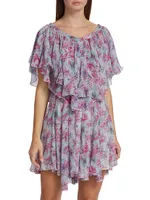 Amelie Silk Ruffle Minidress