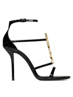 Cassandra Sandals Patent Leather With Gold-tone Monogram