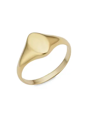 14K Yellow Solid Gold Florence Oval Signet Ring