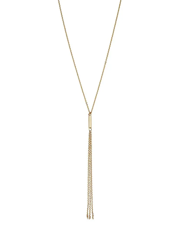 14K Yellow Solid Gold Vicenza Drop Necklace