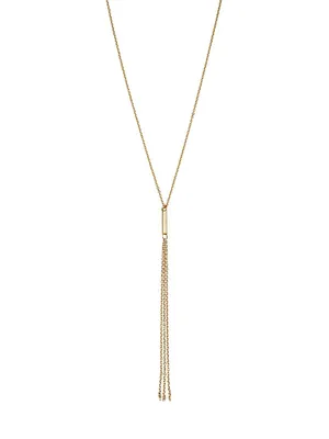 14K Yellow Solid Gold Vicenza Drop Necklace