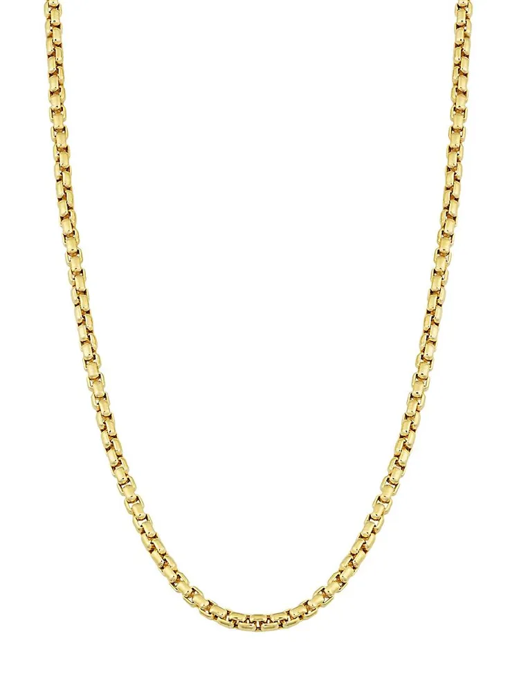 14K Yellow Solid Gold Round Bodega Box Chain