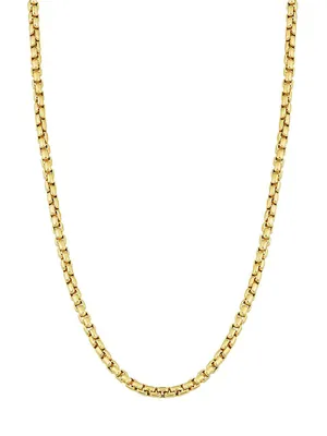 14K Yellow Solid Gold Round Bodega Box Chain