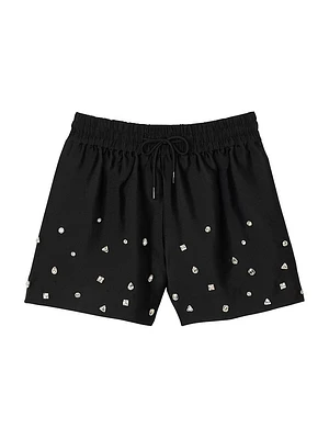 Rhinestone Wide-Leg Shorts