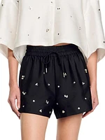 Rhinestone Wide-Leg Shorts