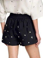 Rhinestone Wide-Leg Shorts