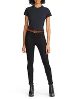 Cassandre Thin Belt with Square Buckle Suede
