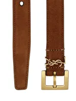 Cassandre Thin Belt with Square Buckle Suede