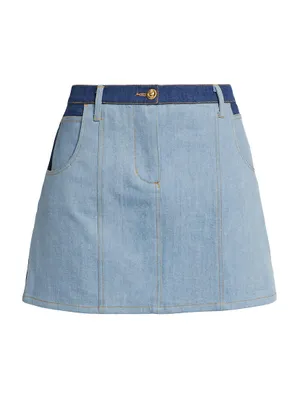 Heart-Pocket Denim Miniskirt