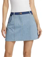 Heart-Pocket Denim Miniskirt