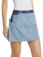 Heart-Pocket Denim Miniskirt