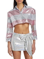 Sequin Rugby Stripe Crop Top