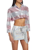 Sequin Rugby Stripe Crop Top