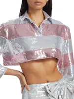 Sequin Rugby Stripe Crop Top