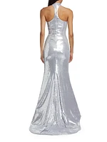 Sequin High-Neck Gown